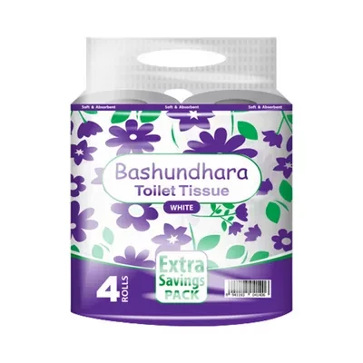 Bashundhara Toilet Tissue White Extra Savings Pack 4 pcs